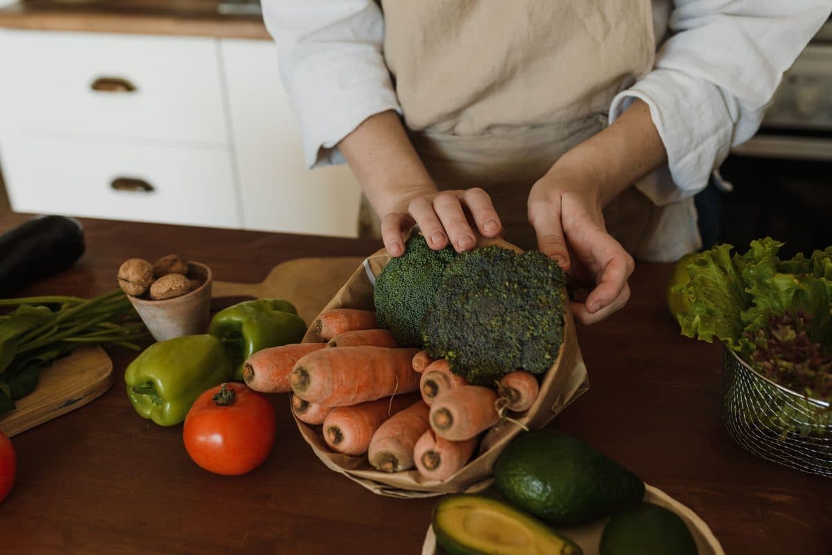 A basket with broccoli